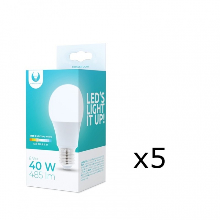 LED-lampe E27, 6W, 230V, 4500K 5-pak, hvid neutral i gruppen HJEMMEELEKTRONIK / Lys / LED lamper hos TP E-commerce Nordic AB (38-92749-PKT05)