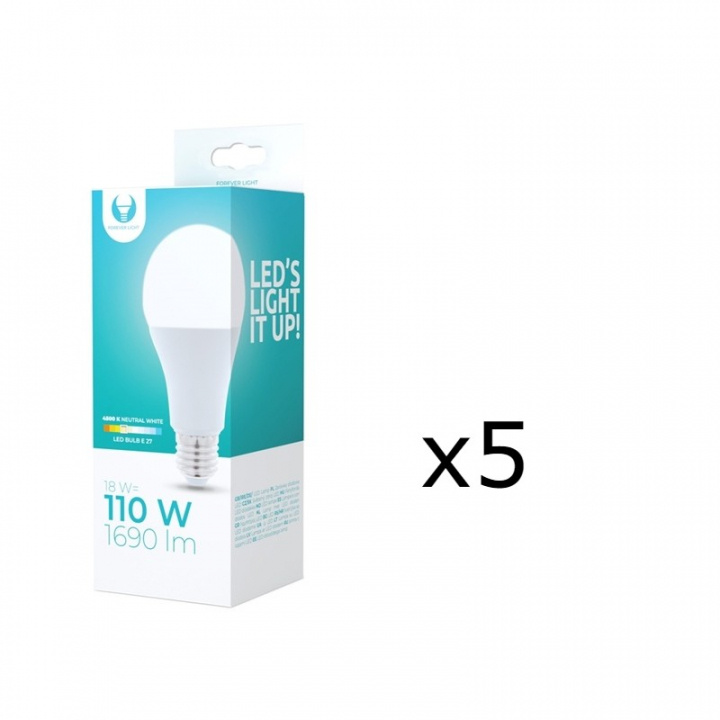 LED-lampe E27, A65, 18W, 230V, 4500K 5-pak, Hvid neutral i gruppen HJEMMEELEKTRONIK / Lys / LED lamper hos TP E-commerce Nordic AB (38-92752-PKT05)