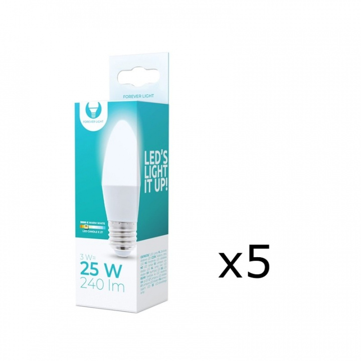 LED-lampe E27, 3W, 230V, 3000K, 5-pak, Varm hvid i gruppen HJEMMEELEKTRONIK / Lys / LED lamper hos TP E-commerce Nordic AB (38-92754-PKT05)