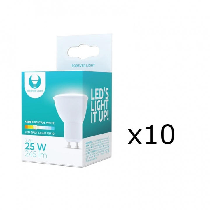 LED-lampe GU10, 3W, 230V, 4500K, 10-pak, Hvid neutral i gruppen HJEMMEELEKTRONIK / Lys / LED lamper hos TP E-commerce Nordic AB (38-92757-PKT10)
