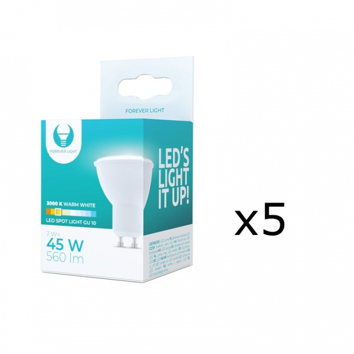 LED-lampe GU10, 7W, 230V, 3000K, 5-pak, Varm hvid i gruppen HJEMMEELEKTRONIK / Lys / LED lamper hos TP E-commerce Nordic AB (38-92759-PKT05)