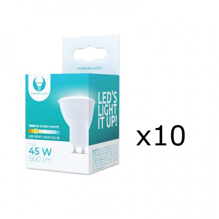 LED-lampe GU10, 7W, 230V, 3000K, 10-pak, Varm hvid i gruppen HJEMMEELEKTRONIK / Lys / LED lamper hos TP E-commerce Nordic AB (38-92759-PKT10)