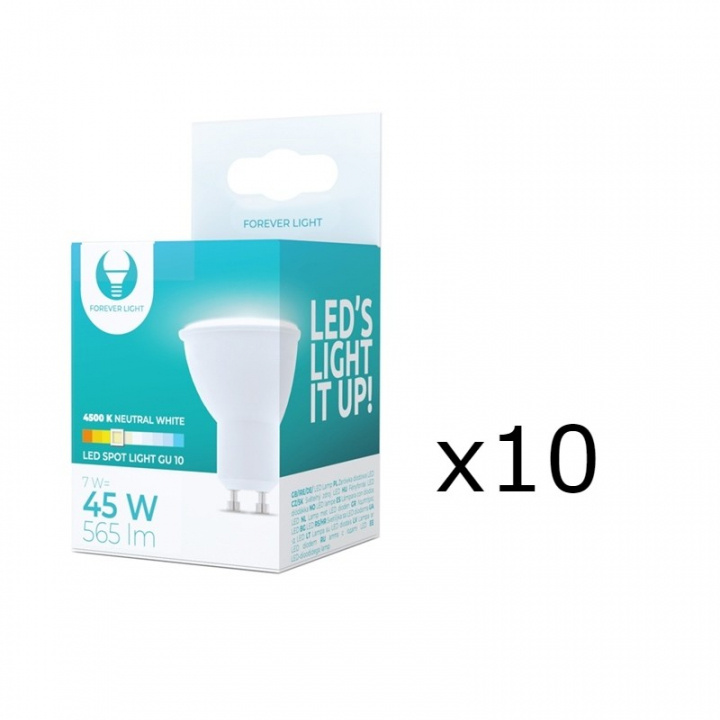 LED-lampe GU10, 7W, 230V, 4500K, 10-pak, Hvid neutral i gruppen HJEMMEELEKTRONIK / Lys / LED lamper hos TP E-commerce Nordic AB (38-92760-PKT10)