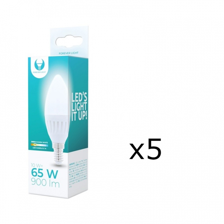 LED-Lampa E14, C37, 10W, 230V, 3000K, Keramisk 5-pack, Varmvitt i gruppen HJEMMEELEKTRONIK / Lys / LED lamper hos TP E-commerce Nordic AB (38-92762-PKT05)