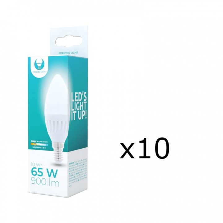 LED-lampe E14, C37, 10W, 230V, 3000K, Keramik 10-pak, Varm hvid i gruppen HJEMMEELEKTRONIK / Lys / LED lamper hos TP E-commerce Nordic AB (38-92762-PKT10)