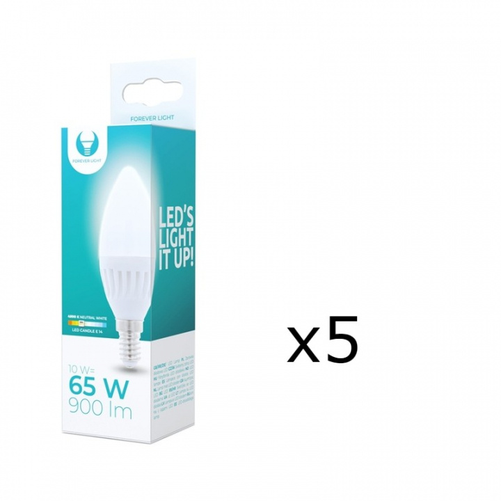 LED-lampe E14, C37, 10W, 230V, 4000K, keramik, 5-pak, hvid neutral i gruppen HJEMMEELEKTRONIK / Lys / LED lamper hos TP E-commerce Nordic AB (38-92763-PKT05)