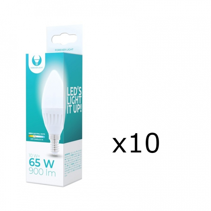 LED-Lampa E14, C37, 10W, 230V, 4000K, Keramisk, 10-pack, Vit neutral i gruppen HJEMMEELEKTRONIK / Lys / LED lamper hos TP E-commerce Nordic AB (38-92763-PKT10)