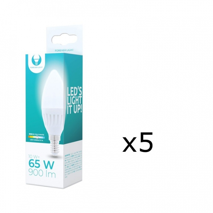 LED-Lampa E14, C37, 10W, 230V, 6000K, Keramisk, Kallvitt i gruppen HJEMMEELEKTRONIK / Lys / LED lamper hos TP E-commerce Nordic AB (38-92764-PKT05)