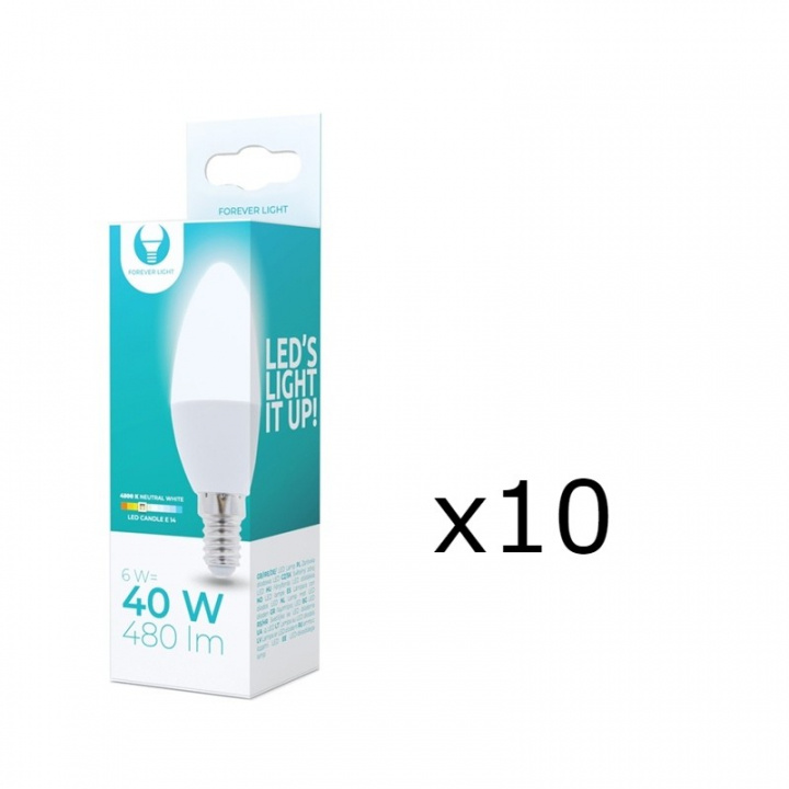 LED-lampe E14, C37, 6W, 230V, 4500K 10-pak, hvid neutral i gruppen HJEMMEELEKTRONIK / Lys / LED lamper hos TP E-commerce Nordic AB (38-92766-PKT10)