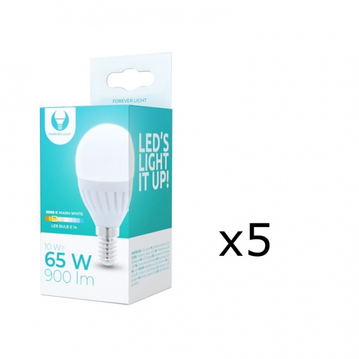 LED-lampe E14, G45, 10W, 230V, 3000K, Keramik, 5-pak, Varm hvid i gruppen HJEMMEELEKTRONIK / Lys / LED lamper hos TP E-commerce Nordic AB (38-92767-PKT05)