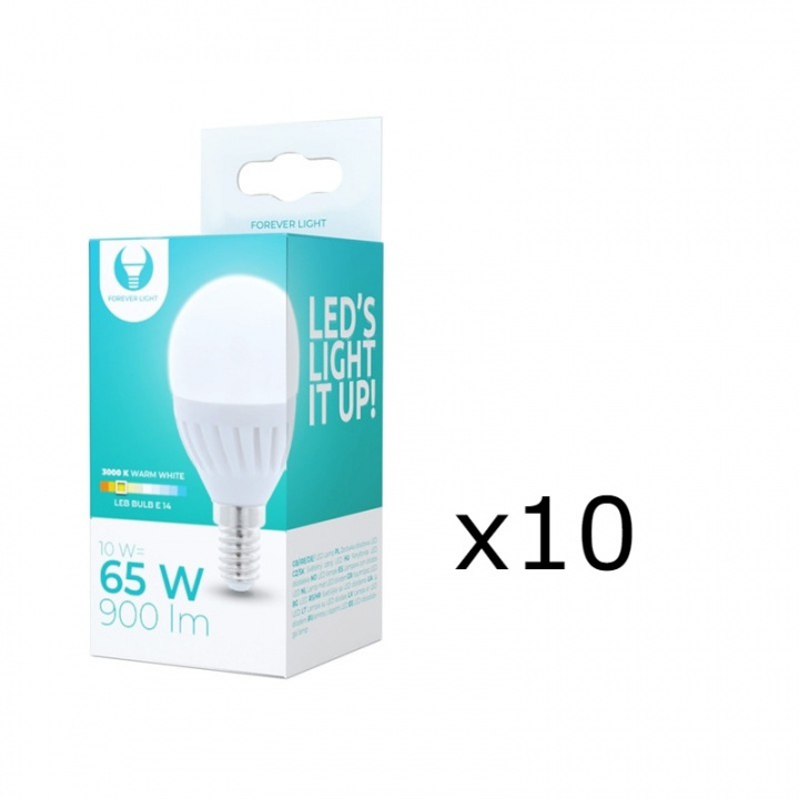 LED-lampe E14, G45, 10W, 230V, 3000K, Keramik, 10-pak, Varm hvid i gruppen HJEMMEELEKTRONIK / Lys / LED lamper hos TP E-commerce Nordic AB (38-92767-PKT10)