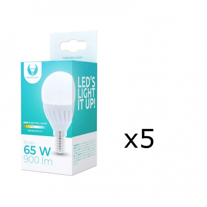 LED-lampe E14, G45, 10W, 230V, 4500K, keramik, 5-pak, hvid neutral i gruppen HJEMMEELEKTRONIK / Lys / LED lamper hos TP E-commerce Nordic AB (38-92768-PKT05)