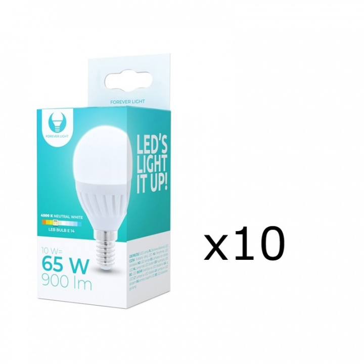 LED-Lampa E14, G45, 10W, 230V, 4500K, Keramisk, 10-pack, Vit neutral i gruppen HJEMMEELEKTRONIK / Lys / LED lamper hos TP E-commerce Nordic AB (38-92768-PKT10)