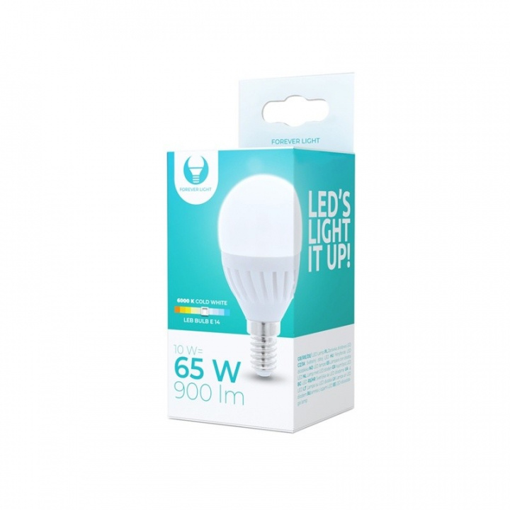 LED-lampe E14, G45, 10W, 230V, 6000K, keramik, kølig hvid i gruppen HJEMMEELEKTRONIK / Lys / LED lamper hos TP E-commerce Nordic AB (38-92769)