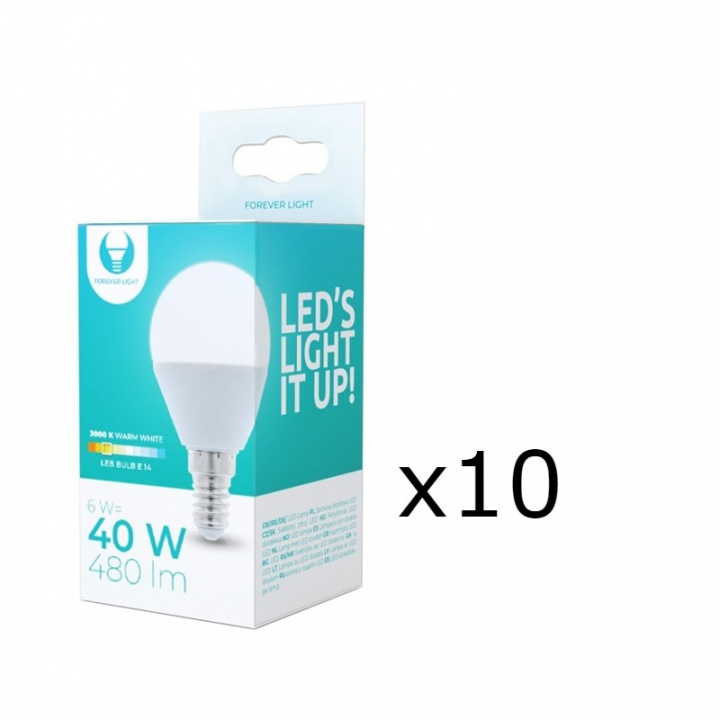 LED-lampe E14, G45, 6W, 3000K 10-pak, varm hvid i gruppen HJEMMEELEKTRONIK / Lys / LED lamper hos TP E-commerce Nordic AB (38-92771-PKT10)