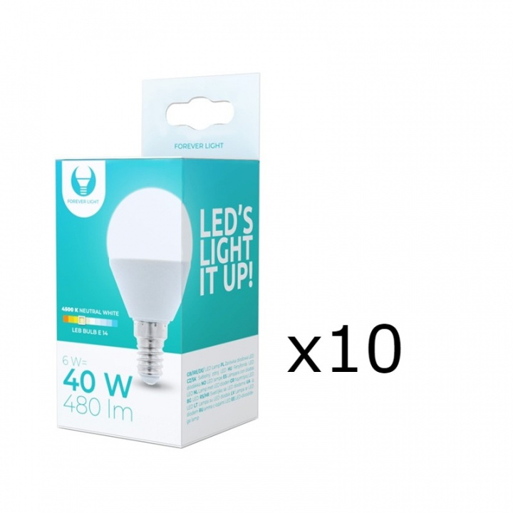 LED-pære E14, G45, 6W, 4500K 10-pak, hvid neutral i gruppen HJEMMEELEKTRONIK / Lys / LED lamper hos TP E-commerce Nordic AB (38-92772-PKT10)