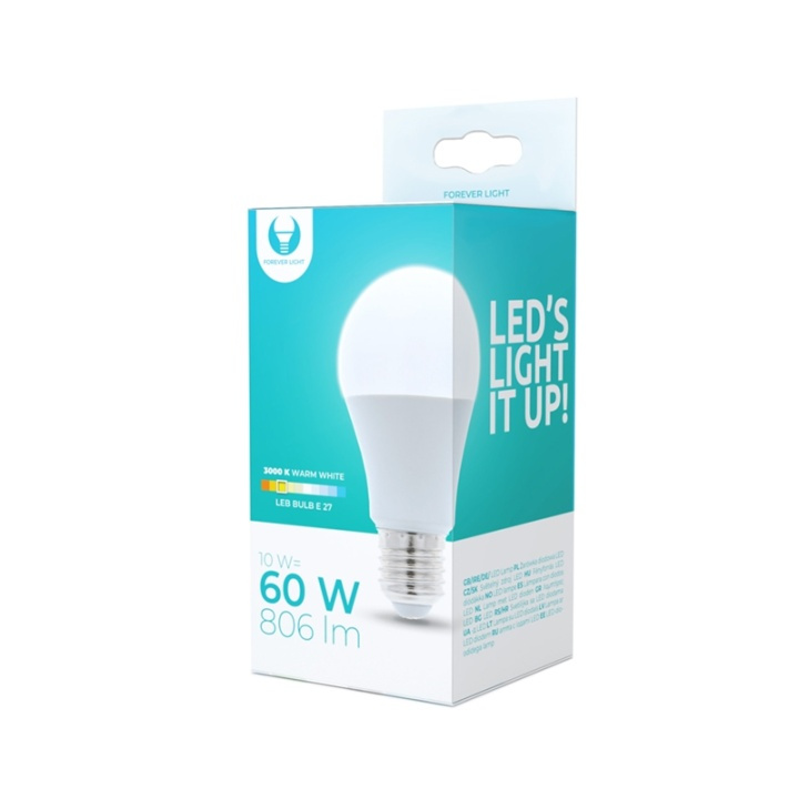 LED-lampe E27, A60, 10W, 230V, 3000K, varm hvid i gruppen HJEMMEELEKTRONIK / Lys / LED lamper hos TP E-commerce Nordic AB (38-92774)