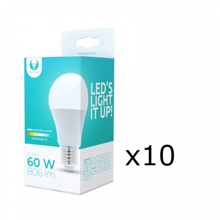 LED-lampe E27, A60, 10W, 230V, 4500K 10-pak, Hvid neutral i gruppen HJEMMEELEKTRONIK / Lys / LED lamper hos TP E-commerce Nordic AB (38-92775-PKT10)