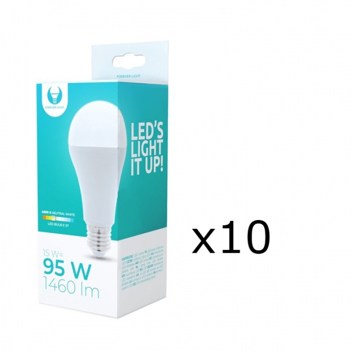 LED-lampe E27, A65, 15W, 230V, 4500K 10-pak, hvid neutral i gruppen HJEMMEELEKTRONIK / Lys / LED lamper hos TP E-commerce Nordic AB (38-92779-PKT10)