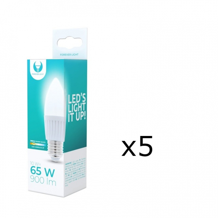 LED-lampe E27, C37, 10W, 230V, 3000K, Keramik 5-pak, Varm hvid i gruppen HJEMMEELEKTRONIK / Lys / LED lamper hos TP E-commerce Nordic AB (38-92780-PKT05)