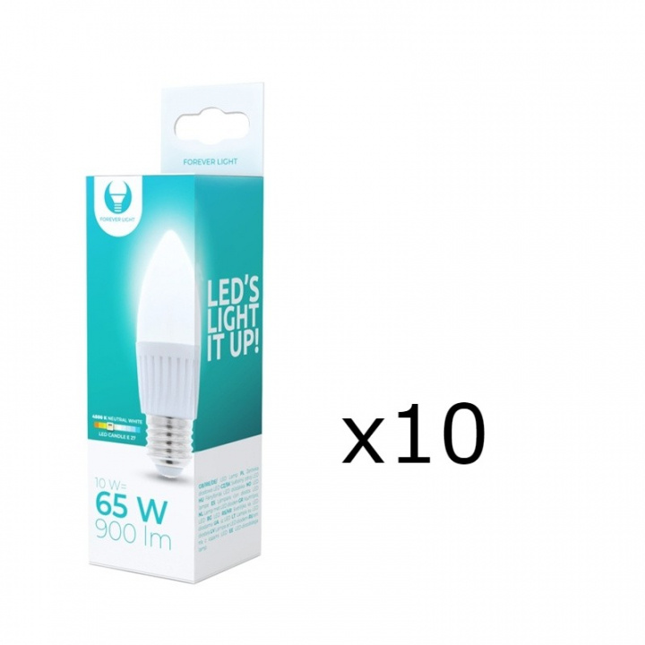 LED-Lampa E27, C37, 10W, 230V, 4500K, Keramisk 10-pack, Vit neutral i gruppen HJEMMEELEKTRONIK / Lys / LED lamper hos TP E-commerce Nordic AB (38-92781-PKT10)