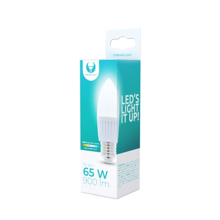 LED-lampe E27, C37, 10W, 230V, 4500K, keramik, hvid neutral i gruppen HJEMMEELEKTRONIK / Lys / LED lamper hos TP E-commerce Nordic AB (38-92781)