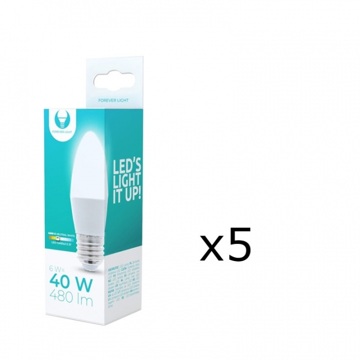 LED-Lampa E27, C37, 6W, 4500K 5-pack, Vit neutral i gruppen HJEMMEELEKTRONIK / Lys / LED lamper hos TP E-commerce Nordic AB (38-92784-PKT05)