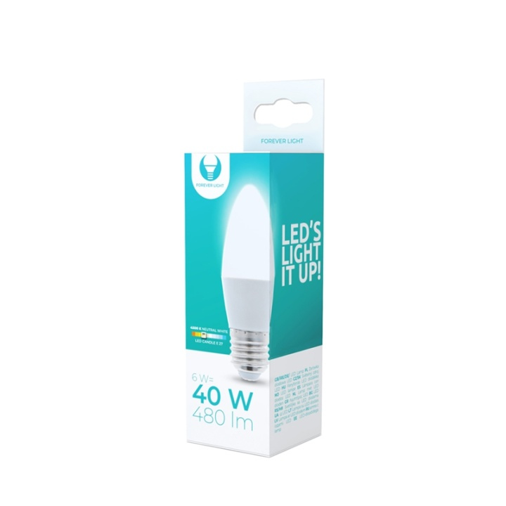 LED-Lampa E27, C37, 6W, 4500K, Vit neutral i gruppen HJEMMEELEKTRONIK / Lys / LED lamper hos TP E-commerce Nordic AB (38-92784)