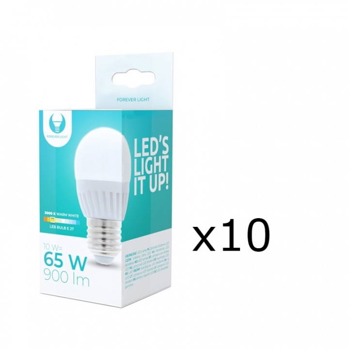 LED-lampe E27, G45, 10W, 230V, 3000K, keramisk 10-pak, varm hvid i gruppen HJEMMEELEKTRONIK / Lys / LED lamper hos TP E-commerce Nordic AB (38-92785-PKT10)