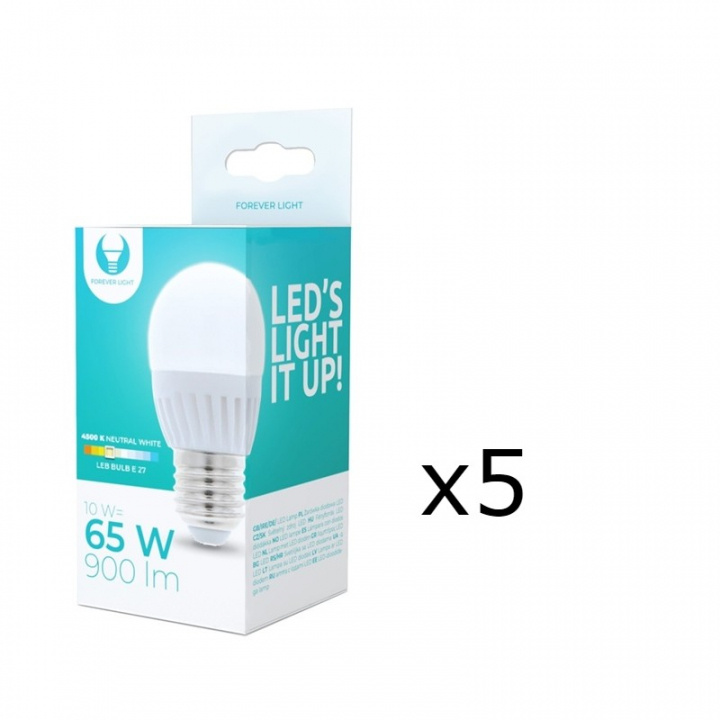LED-lampe E27, G45, 10W, 230V, 4500K, keramisk 5-pak, hvid neutral i gruppen HJEMMEELEKTRONIK / Lys / LED lamper hos TP E-commerce Nordic AB (38-92786-PKT05)