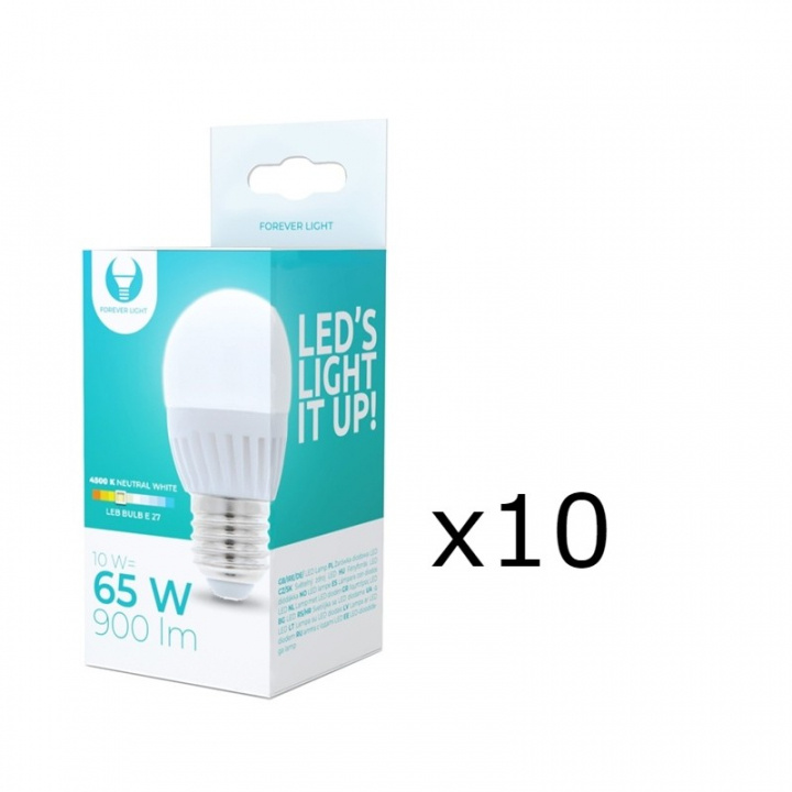 LED-Lampa E27, G45, 10W, 230V, 4500K, Keramisk 10-pack, Vit neutral i gruppen HJEMMEELEKTRONIK / Lys / LED lamper hos TP E-commerce Nordic AB (38-92786-PKT10)