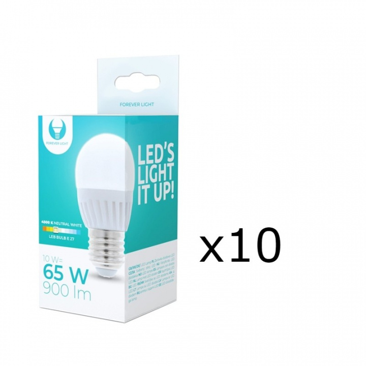 LED-lampe E27, G45, 10W, 230V, 4500K, keramisk 10-pak, hvid neutral i gruppen HJEMMEELEKTRONIK / Lys / LED lamper hos TP E-commerce Nordic AB (38-92786-PKT10)
