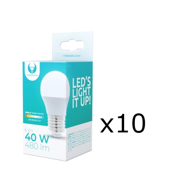 LED-lampe E27, G45, 6W, 3000K 10-pak, varm hvid i gruppen HJEMMEELEKTRONIK / Lys / LED lamper hos TP E-commerce Nordic AB (38-92788-PKT10)