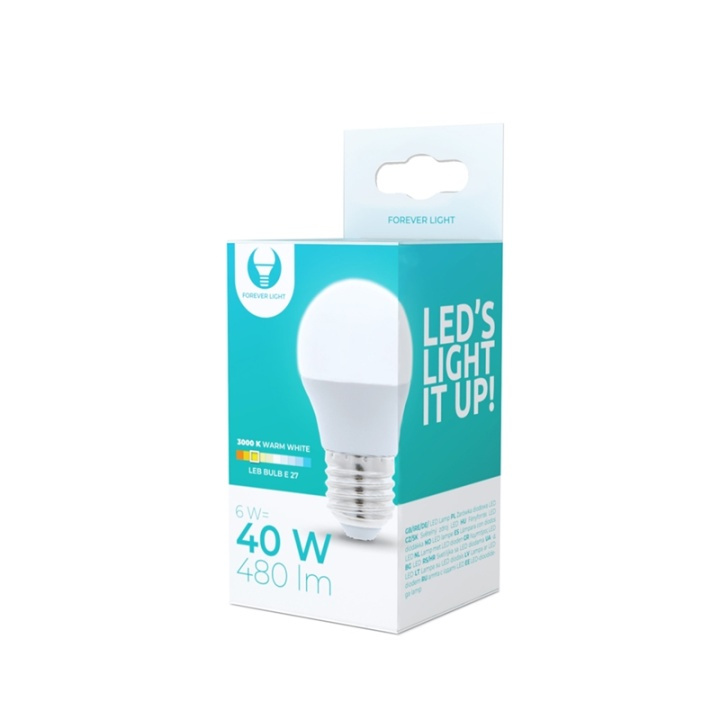 LED-lampe E27, G45, 6W, 3000K, varm hvid i gruppen HJEMMEELEKTRONIK / Lys / LED lamper hos TP E-commerce Nordic AB (38-92788)
