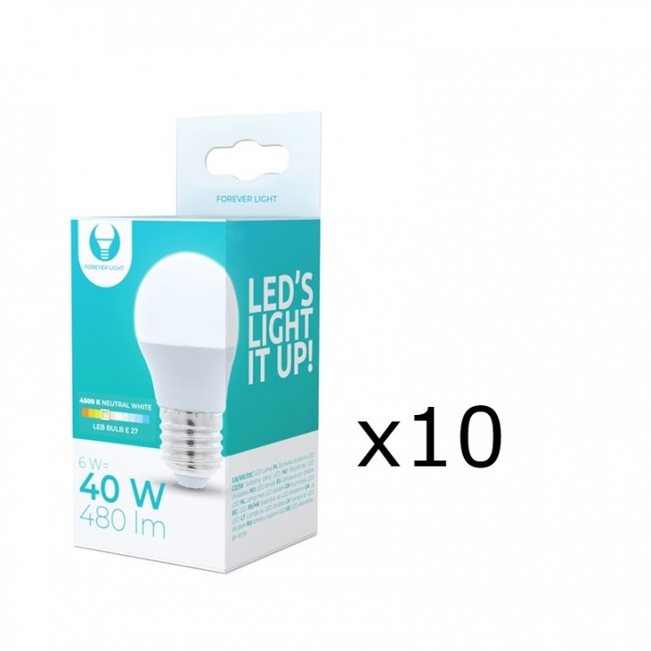 LED-lampe E27, G45, 6W, 4500K 10-pak, hvid neutral i gruppen HJEMMEELEKTRONIK / Lys / LED lamper hos TP E-commerce Nordic AB (38-92789-PKT10)