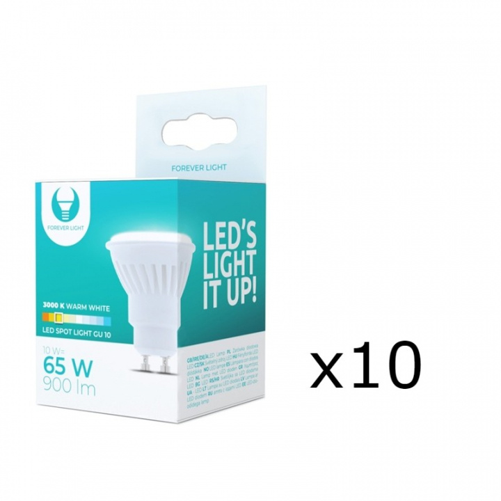 LED-lampe GU10, 10W, 230V, 3000K, keramisk 10-pak, varm hvid i gruppen HJEMMEELEKTRONIK / Lys / LED lamper hos TP E-commerce Nordic AB (38-92791-PKT10)