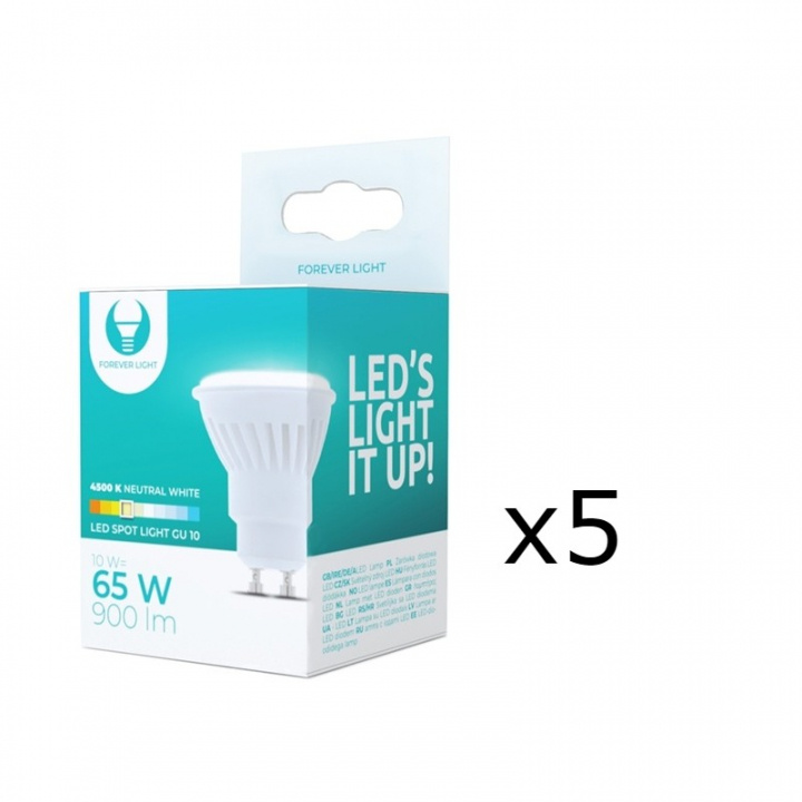 LED-lampe, GU10, 10W, 230V, 4500K, keramik, 5-pak, hvid neutral i gruppen HJEMMEELEKTRONIK / Lys / LED lamper hos TP E-commerce Nordic AB (38-92792-PKT05)