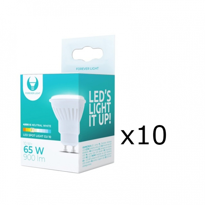 LED-lampe, GU10, 10W, 230V, 4500K, Keramik, 10-pak, Hvid neutral i gruppen HJEMMEELEKTRONIK / Lys / LED lamper hos TP E-commerce Nordic AB (38-92792-PKT10)