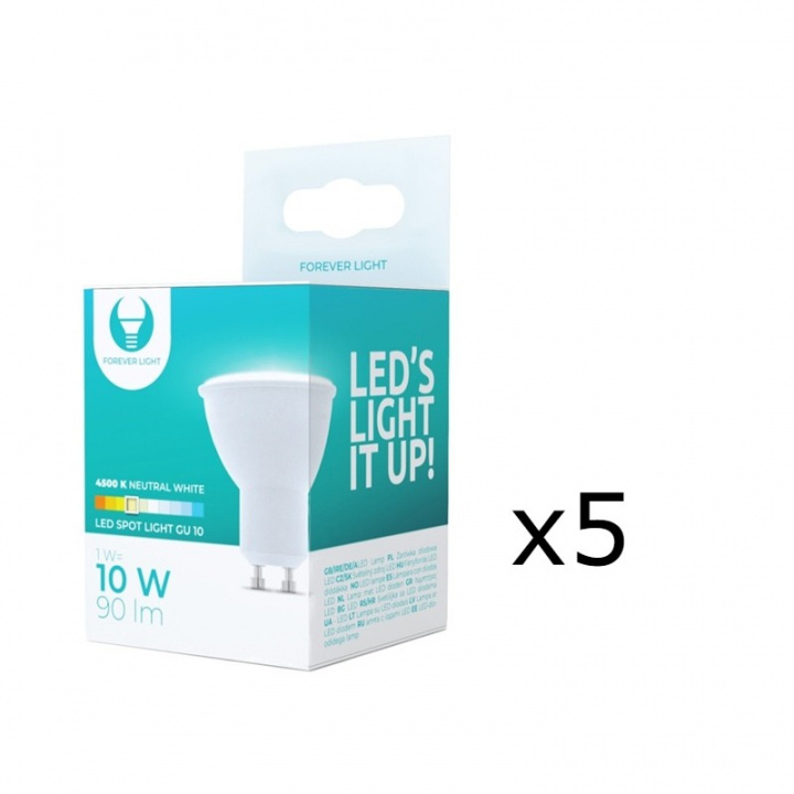 LED-lampe GU10, 1W, 230V, 4500K, 5-pak, Hvid neutral i gruppen HJEMMEELEKTRONIK / Lys / LED lamper hos TP E-commerce Nordic AB (38-92794-PKT05)