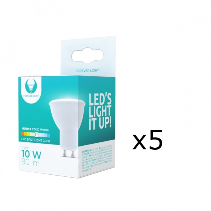 LED-lampe GU10, 1W, 230V, 6000K, 5-pak, Kølig hvid i gruppen HJEMMEELEKTRONIK / Lys / LED lamper hos TP E-commerce Nordic AB (38-92795-PKT05)