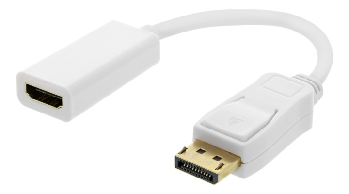 DELTACO DisplayPort han til HDMI hun adapter, 4K 60Hz, 0.2 m, hvid i gruppen COMPUTERTILBEHØR / Kabler og adaptere / DisplayPort / Adaptere hos TP E-commerce Nordic AB (38-93253)