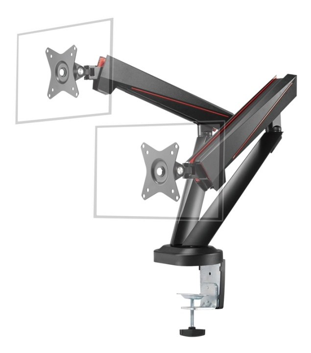 DELTACO Dual Monitors Spring-Assisted Pro Gaming Monitor Arm i gruppen COMPUTERTILBEHØR / Monitor / Monitor arme og beslag hos TP E-commerce Nordic AB (38-93312)