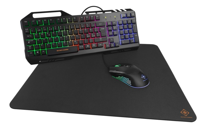 DELTACO GAMING 3-in-1 Gaming kit, Rainbow LED backlight, black i gruppen COMPUTERTILBEHØR / GAMING / Tastatur hos TP E-commerce Nordic AB (38-93316)