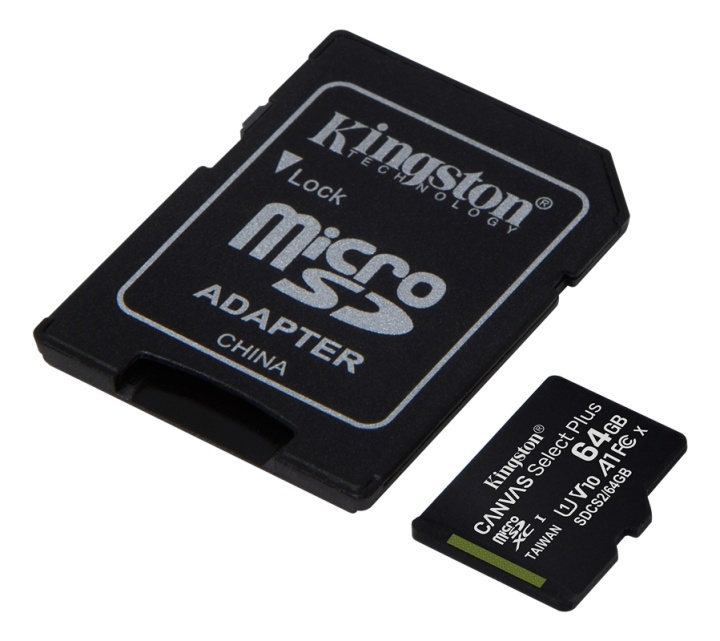 Kingston 64GB micSDXC Canvas Select Plus 100R A1 C10 Card + ADP i gruppen HJEMMEELEKTRONIK / Lagringsmedier / Hukommelseskort / MicroSD/HC/XC hos TP E-commerce Nordic AB (38-93380)