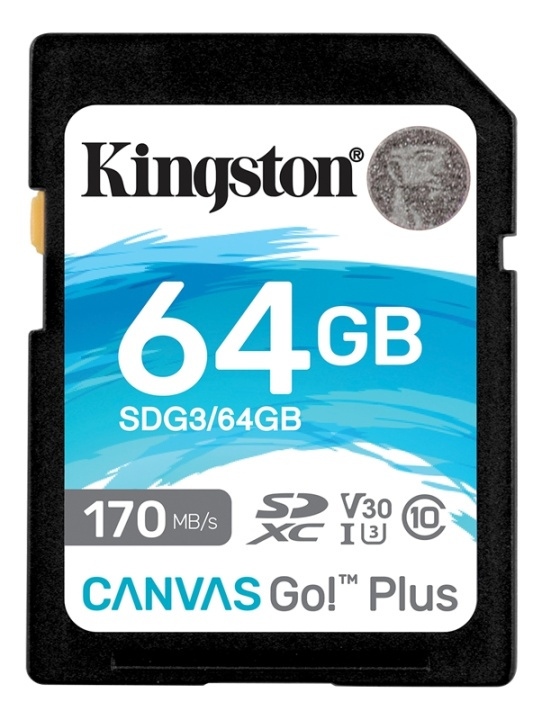 Kingston 64GB SDXC Canvas Go Plus 170R C10 UHS-I U3 V30 i gruppen HJEMMEELEKTRONIK / Lagringsmedier / Hukommelseskort / SD/SDHC/SDXC hos TP E-commerce Nordic AB (38-93410)