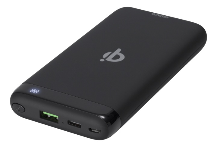 DELTACO power bank 10 000 mAh, Qi 10 W, USB-C PD, USB-A fast charging i gruppen SMARTPHONES & TABLETS / Opladere og kabler / Powerbanks hos TP E-commerce Nordic AB (38-93498)