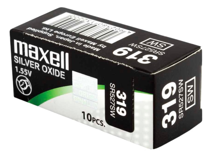 Maxell knappcellsbatteri, Silver-oxid, SR527SW (319), 1,55V, 10-pack i gruppen HJEMMEELEKTRONIK / Batterier og opladere / Batterier / Knapcelle hos TP E-commerce Nordic AB (38-93580)