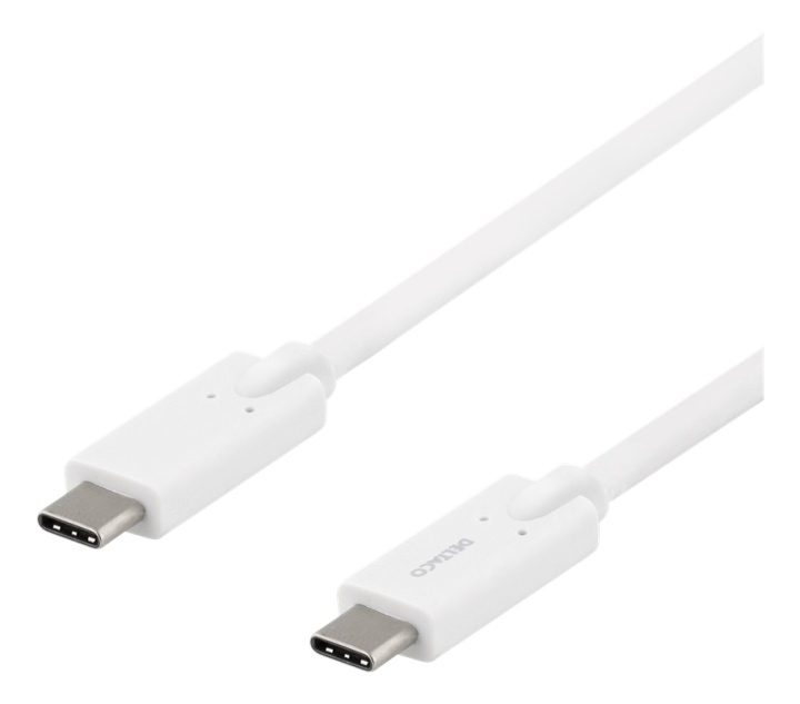 DELTACO USB-C - USB-C cable, 5Gbit/s, 5A, 2M, white i gruppen COMPUTERTILBEHØR / Kabler og adaptere / USB / USB-C hos TP E-commerce Nordic AB (38-93653)