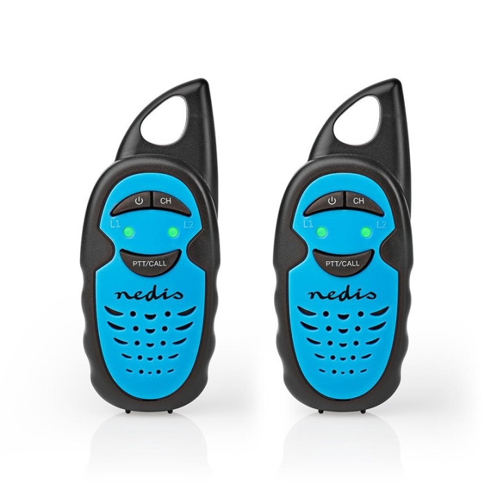 Nedis Walkie-talkie Set | 2 Håndsæt | Op til 3 km | Frekvens kanaler: 3 | PTT | Op til 3 Timer | Blå / Sort i gruppen SPORT, FRITID & HOBBY / Friluftsliv / Walkie talkie hos TP E-commerce Nordic AB (38-93785)