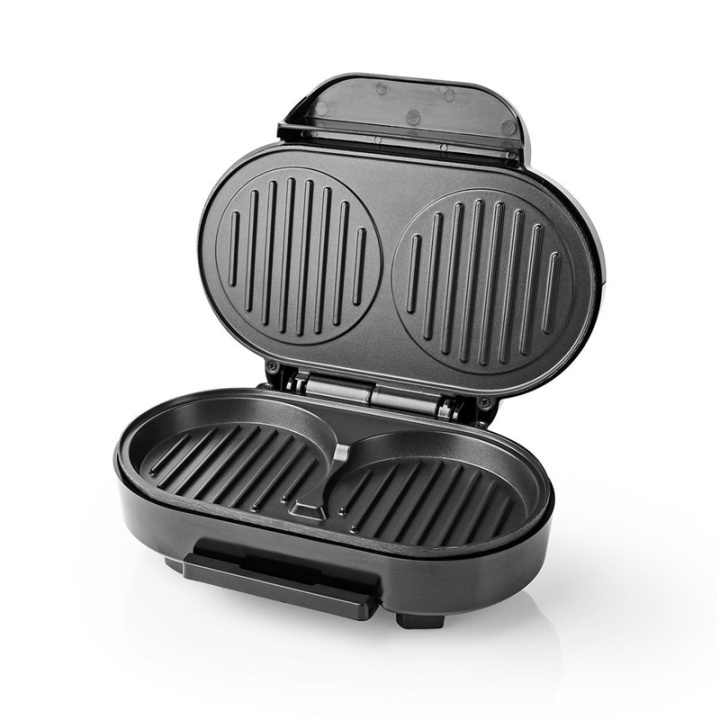 Nedis Hamburger Maker | 1000 W | 23.5 x 10.5 cm | Automatisk temperaturregulering | Metal / Plastik i gruppen HJEM, HUS & HAVE / Husholdningsapparater / Brødristere & Sandwich Makers / Bordgrill & Raclette hos TP E-commerce Nordic AB (38-93910)